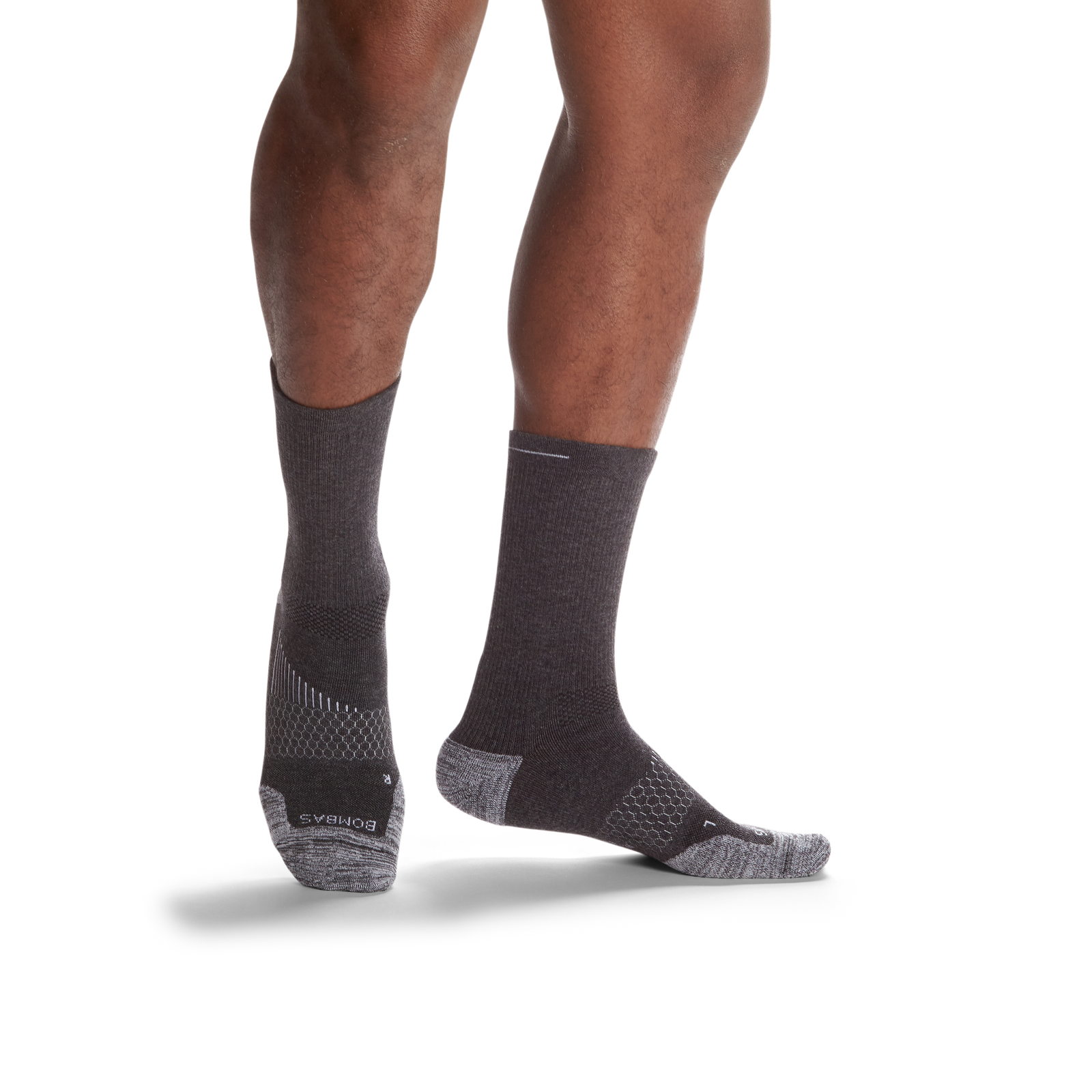 Men's Running Calf Socks - charcoal-with-bee - 56