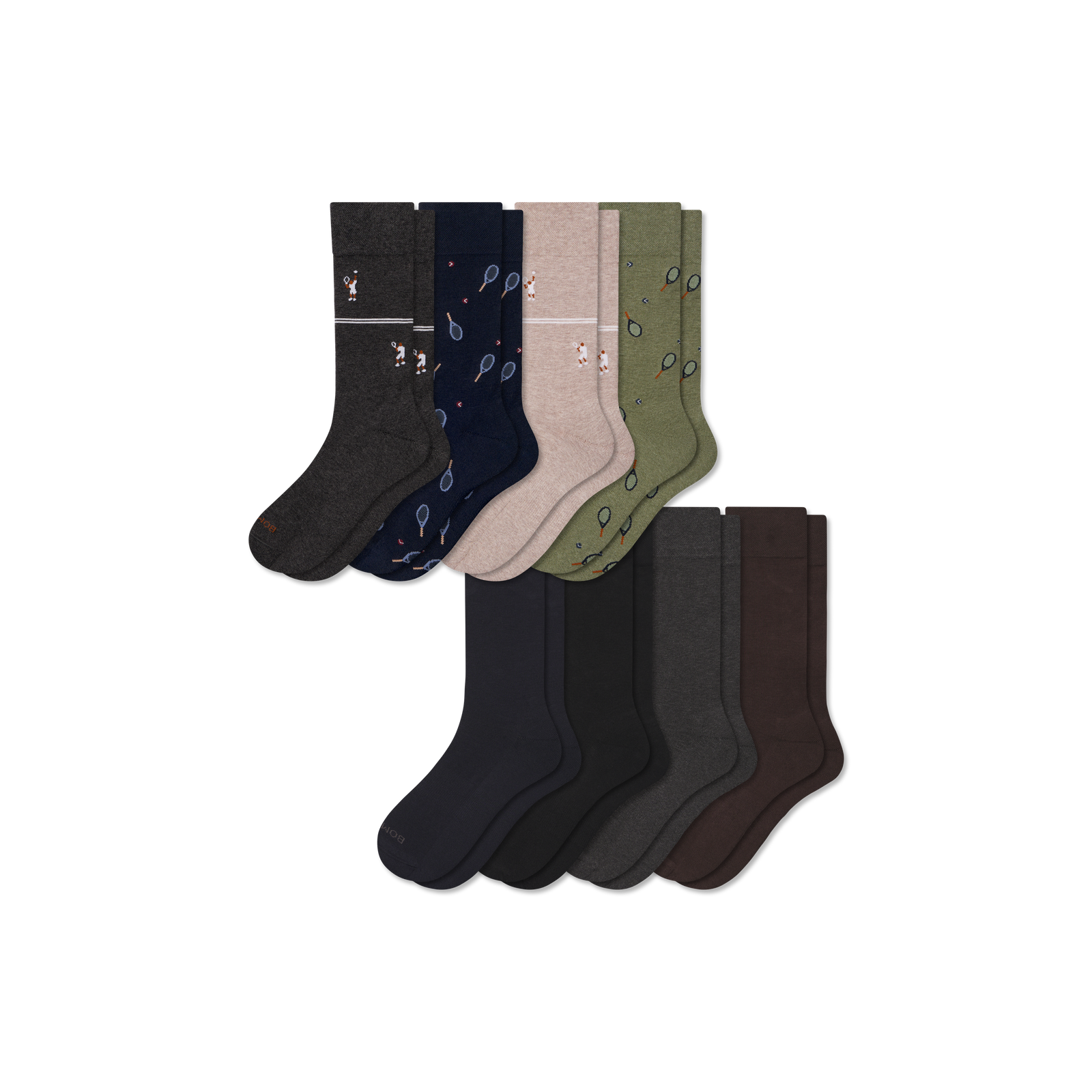 Men's Dress Calf Sock 8-Pack - Court Mix L