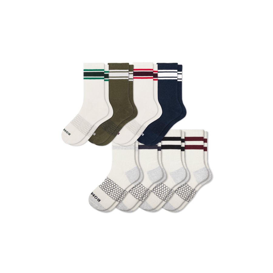 Men's Vintage Stripes Half Calf Sock 8-Pack - Fresh Weekend Rotation