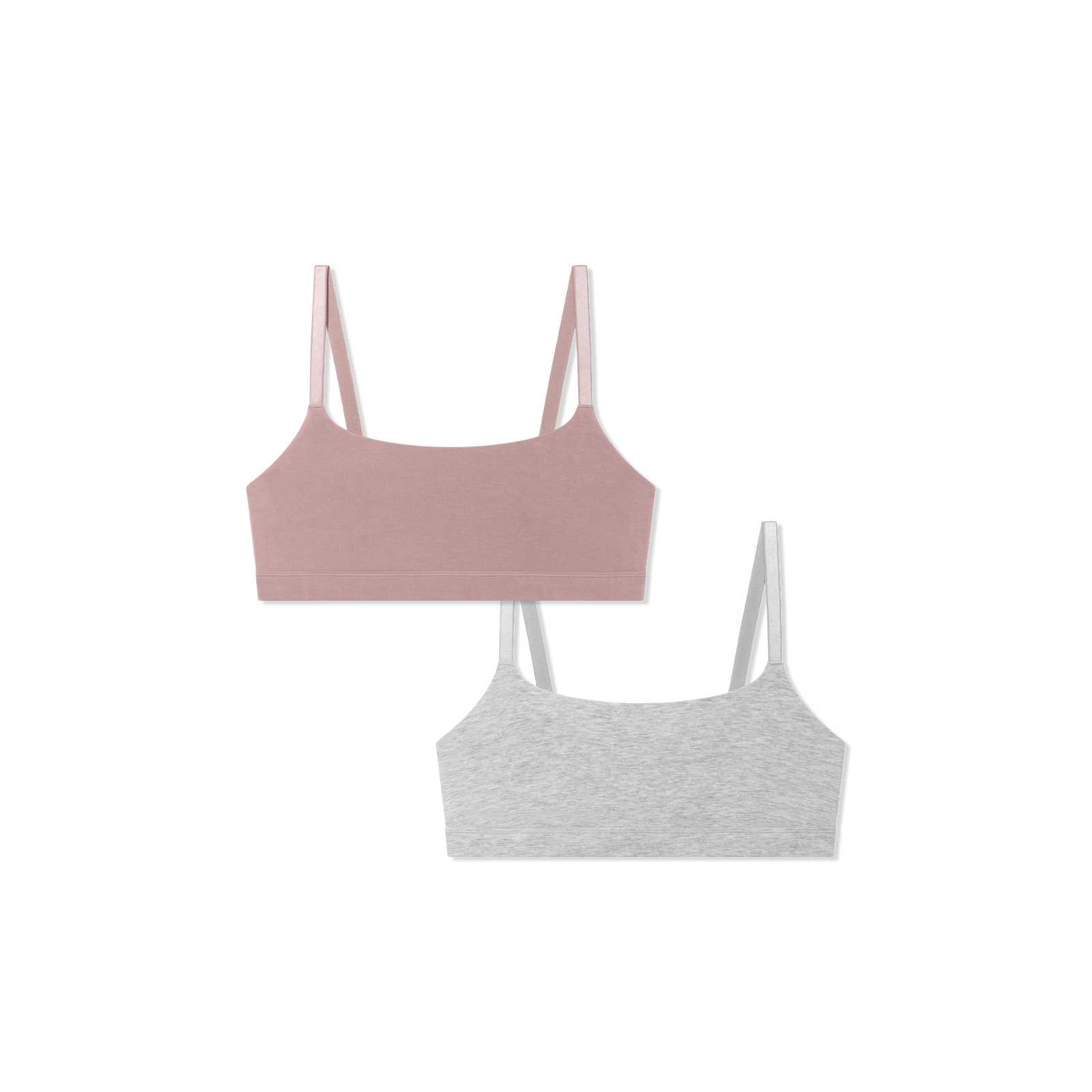 Women's Super Soft Scoop Bralette 2-Pack - Dusty Mauve x Varsity Heather Grey L