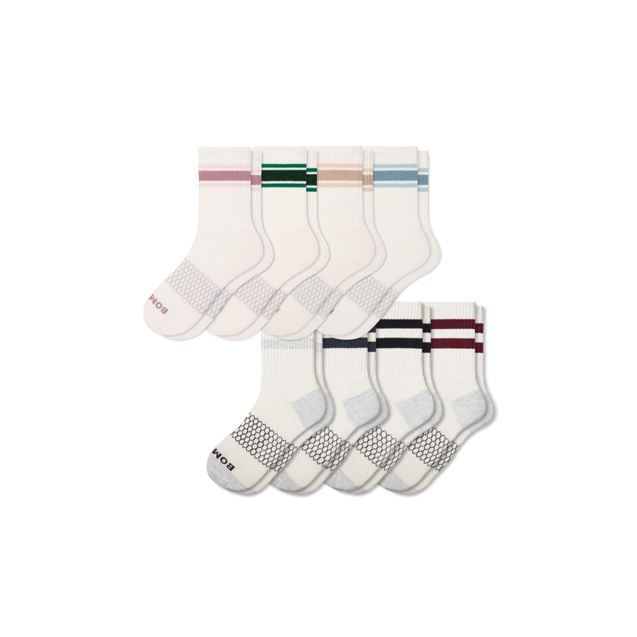 Women's Vintage Stripes Half Calf Sock 8-Pack - Modern Hike Comfort