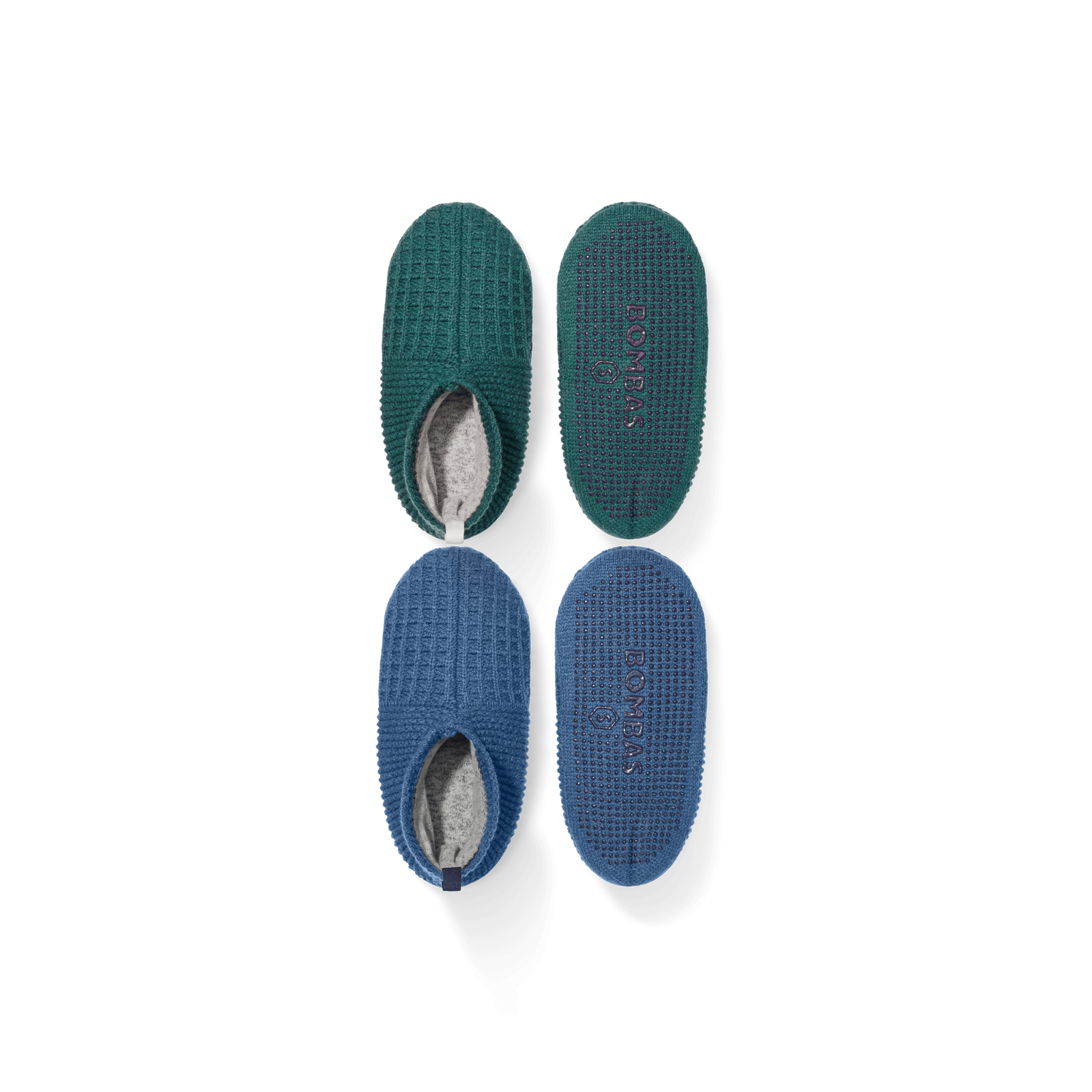 Men's Waffle Gripper Slipper 2-Pack - Forest Green & Dark Sky L