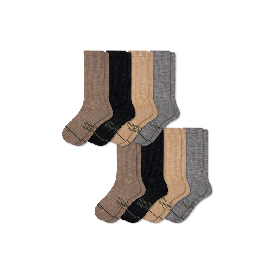 Men's Merino Wool Blend Modern Rib Calf Sock 8-Pack - Smooth Everyday Support