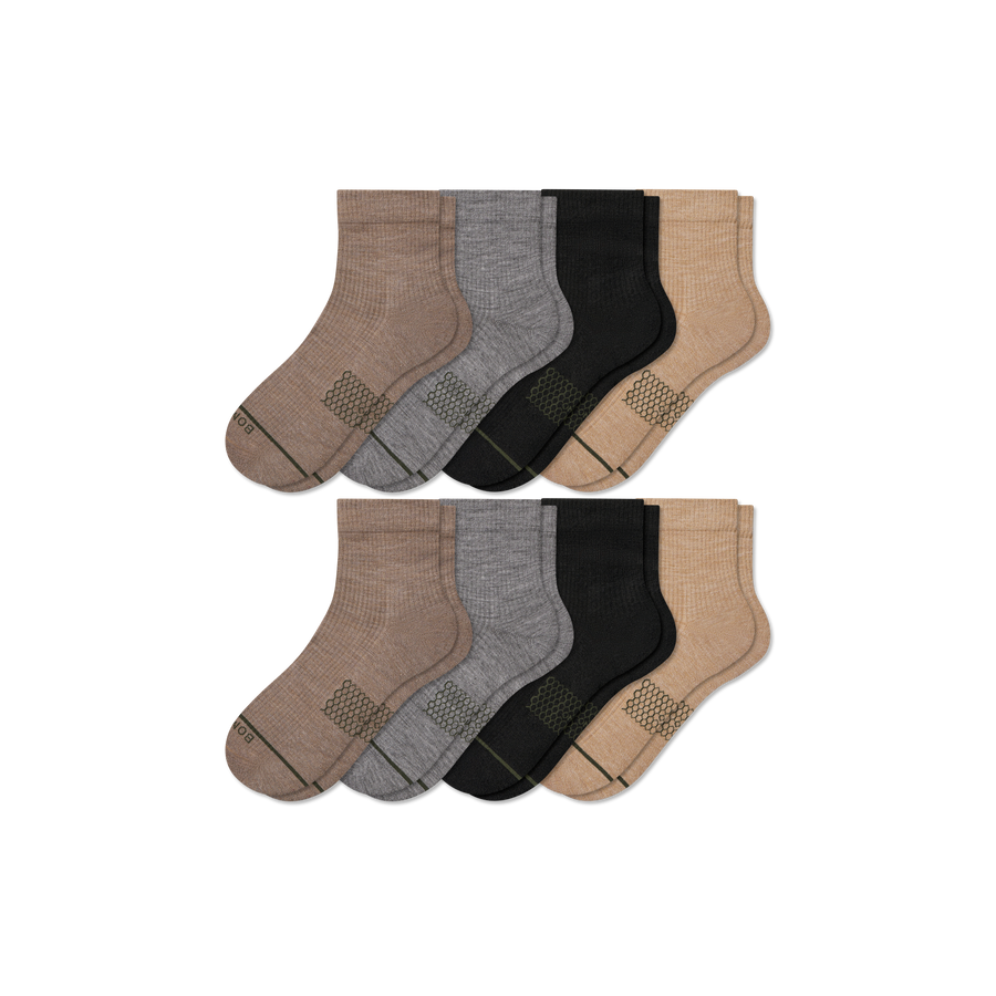 Women's Merino Wool Blend Modern Rib Quarter Sock 8-Pack - Studio Low Cut Fit