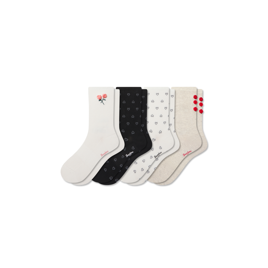 Women’s Valentine’s Day Lightweight Half Calf Sock 4-Pack - Light Court Step