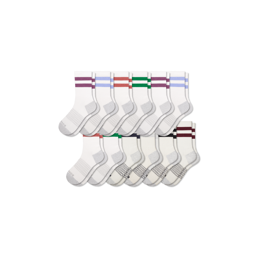 Men's Vintage Stripes Half Calf Sock 12-Pack - Classic Run Step