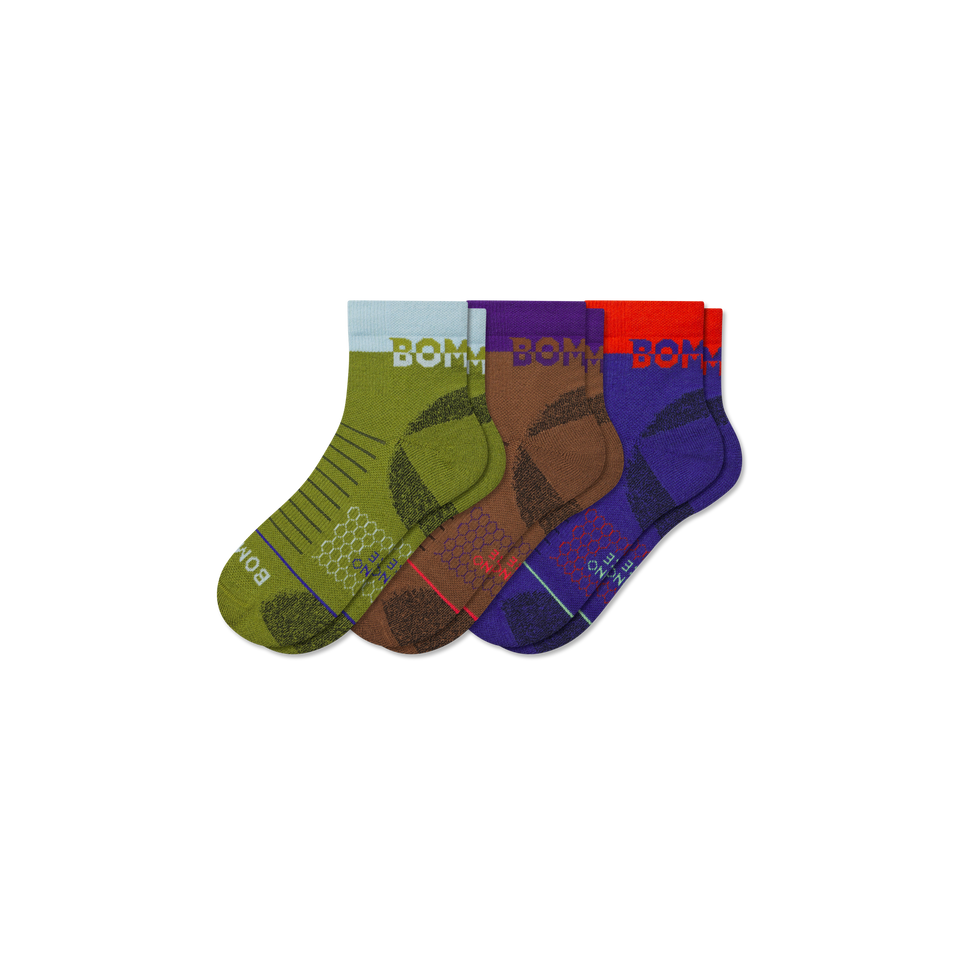 Merino Wool Blend Hiking Quarter Sock 3-Pack - Lava Olive Mix L