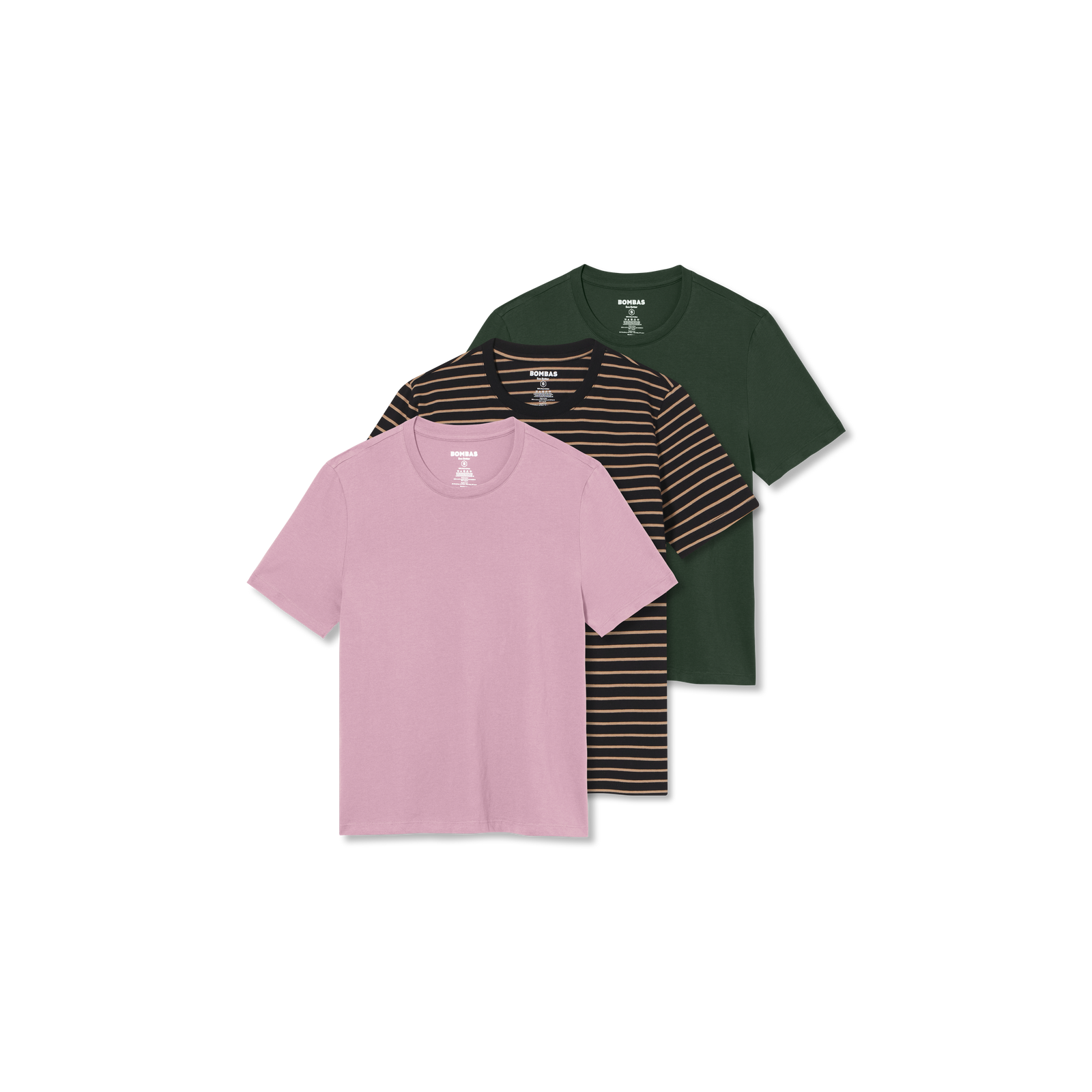 Women's Pima Cotton Crew Neck T-Shirt 3-Pack - Mauve Stripe Mix L