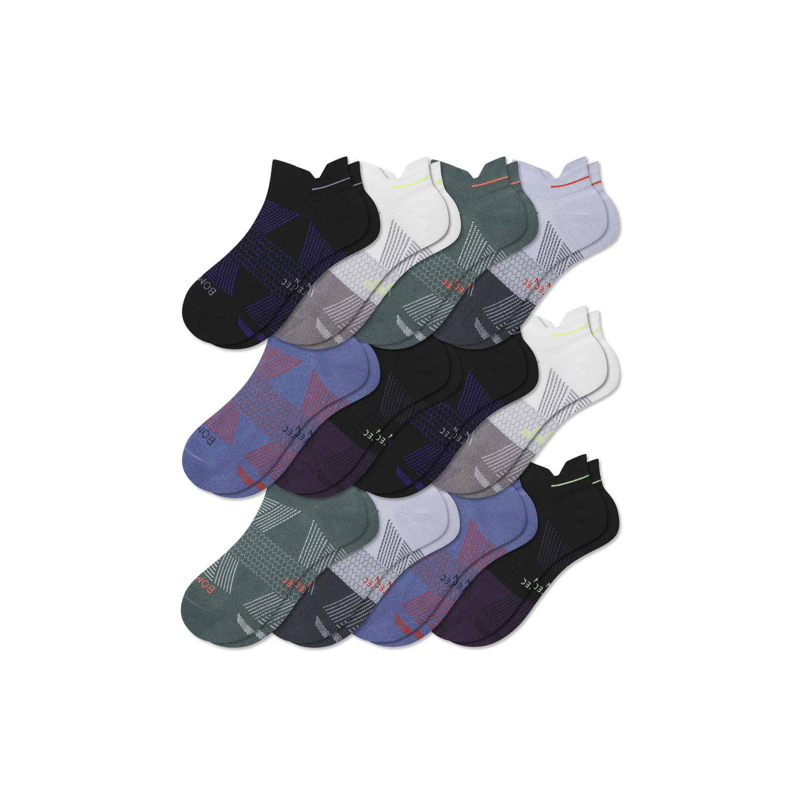 Run Ankle Sock 12-Pack - Ocean Blue Mix L