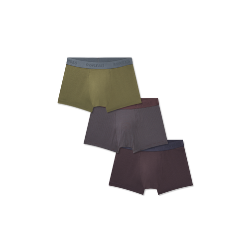 Men's Cotton Modal Blend Trunk 3-Pack - Olive Moss All Spice Mix L