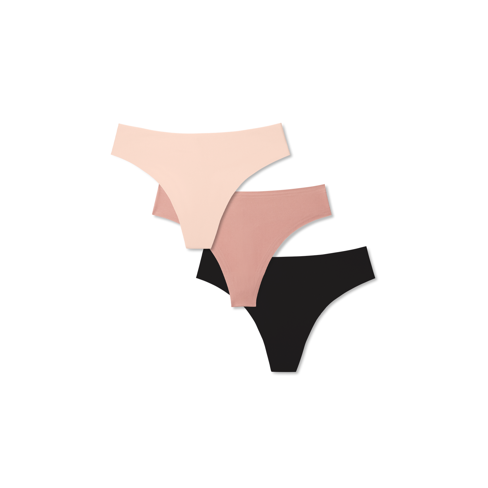 Women's No Show Thong 3-Pack - Pink Black Mix L