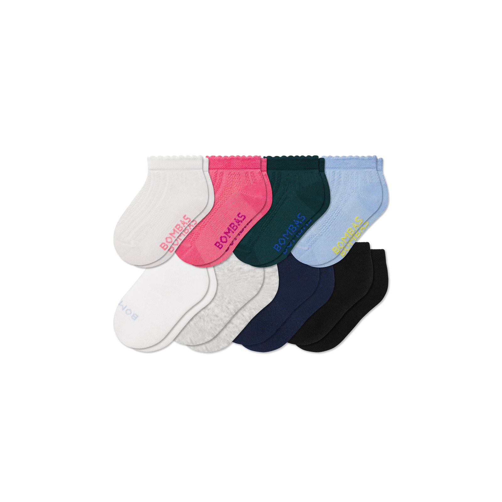 Junior Lightweight Ankle Sock 8-Pack - Pink Neutrals Mix L
