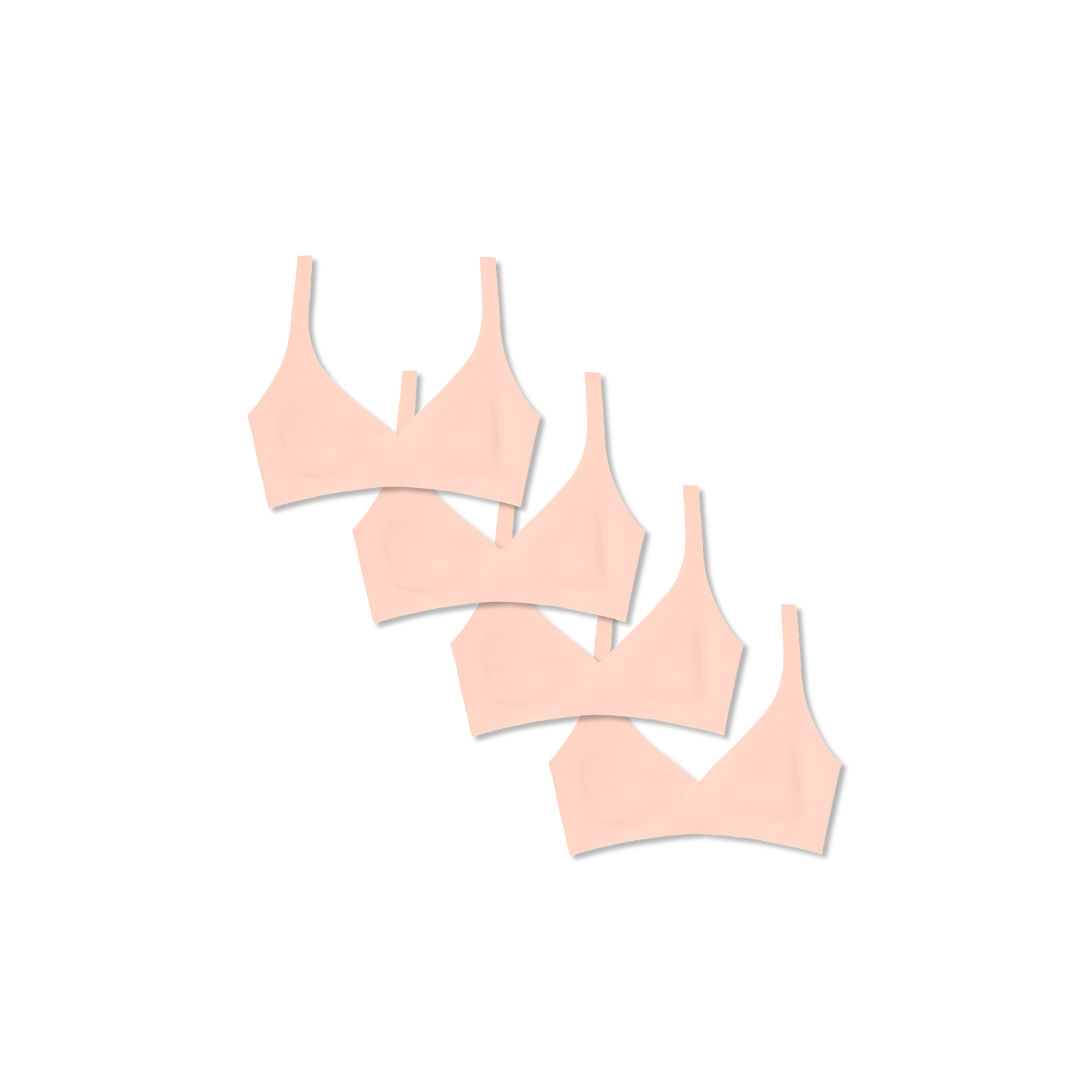 Womenâ€™s No Show Plunge Bralette 4-Pack - Pink Sandstone L