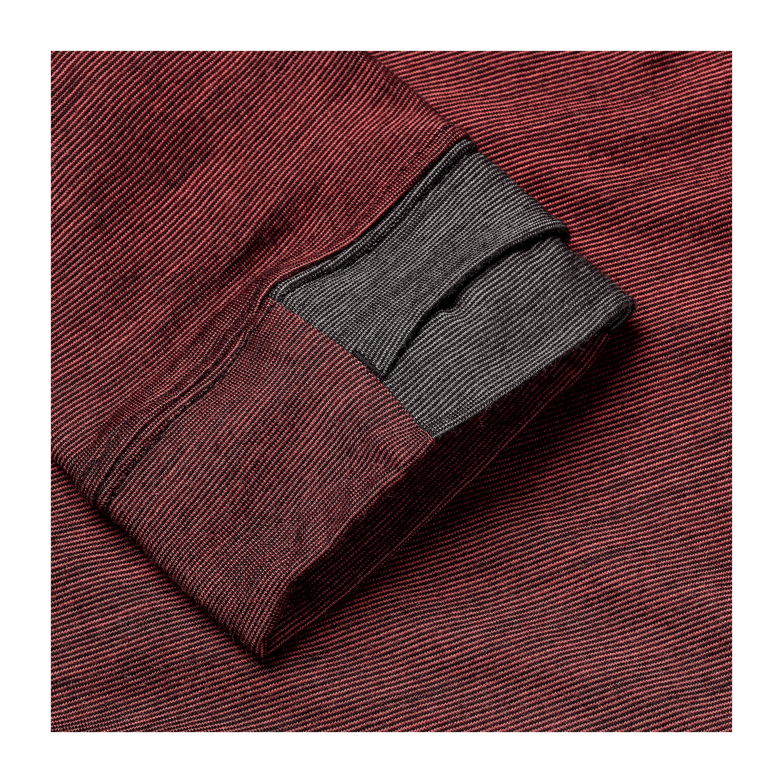 Men's Merino Wool Crew Neck Long Sleeve T-Shirt Red Clay Detail