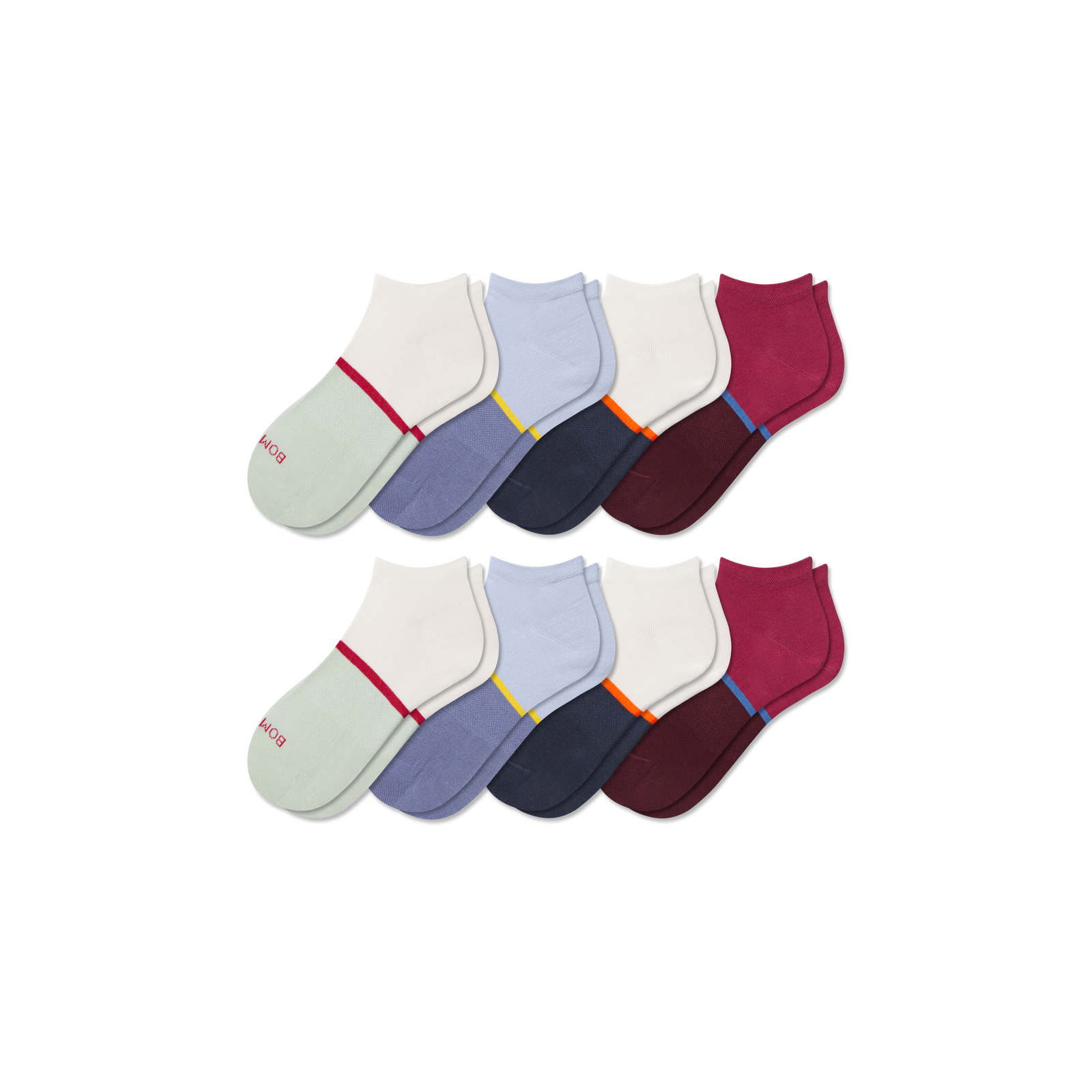 Youth Lightweight Ankle Sock 8-Pack - Sail Blue Mix L