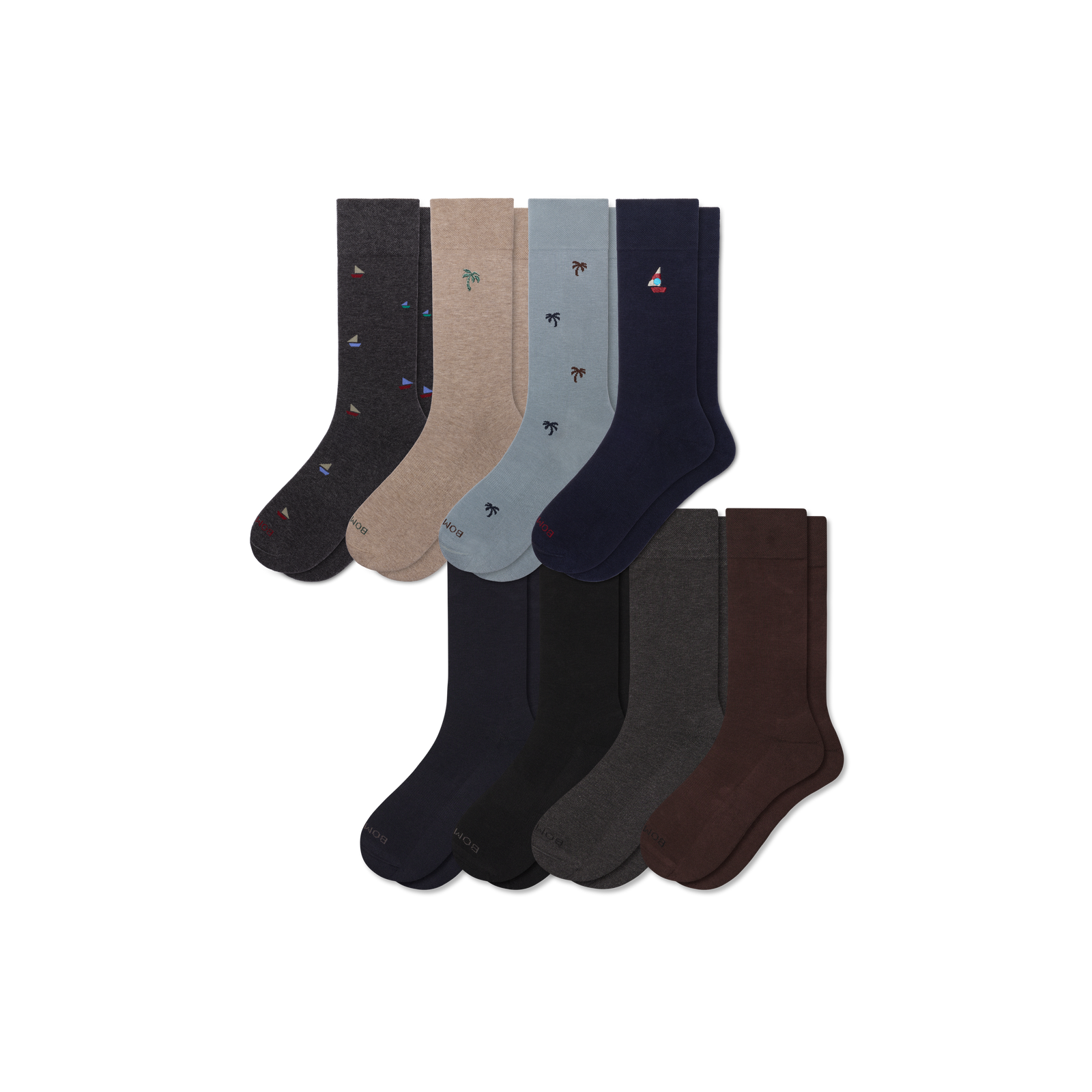 Men's Dress Calf Sock 8-Pack - sea storm mix L