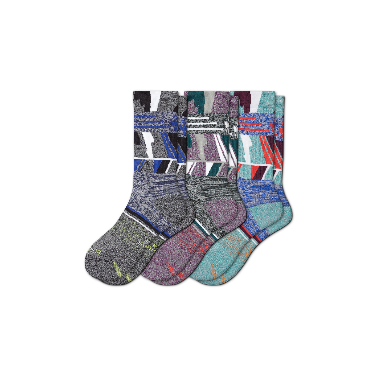 Men's Running Calf Sock 3-Pack - surf-black-mix - 44