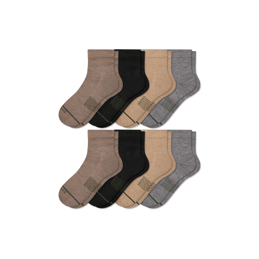 Men's Merino Wool Blend Modern Rib Quarter Sock 8-Pack - Fresh Crew Step