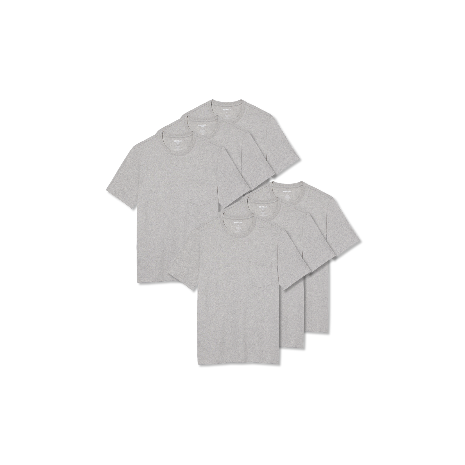Men's Pima Cotton Pocket Crew Neck T-Shirt 6-Pack - Varsity Grey Heather L
