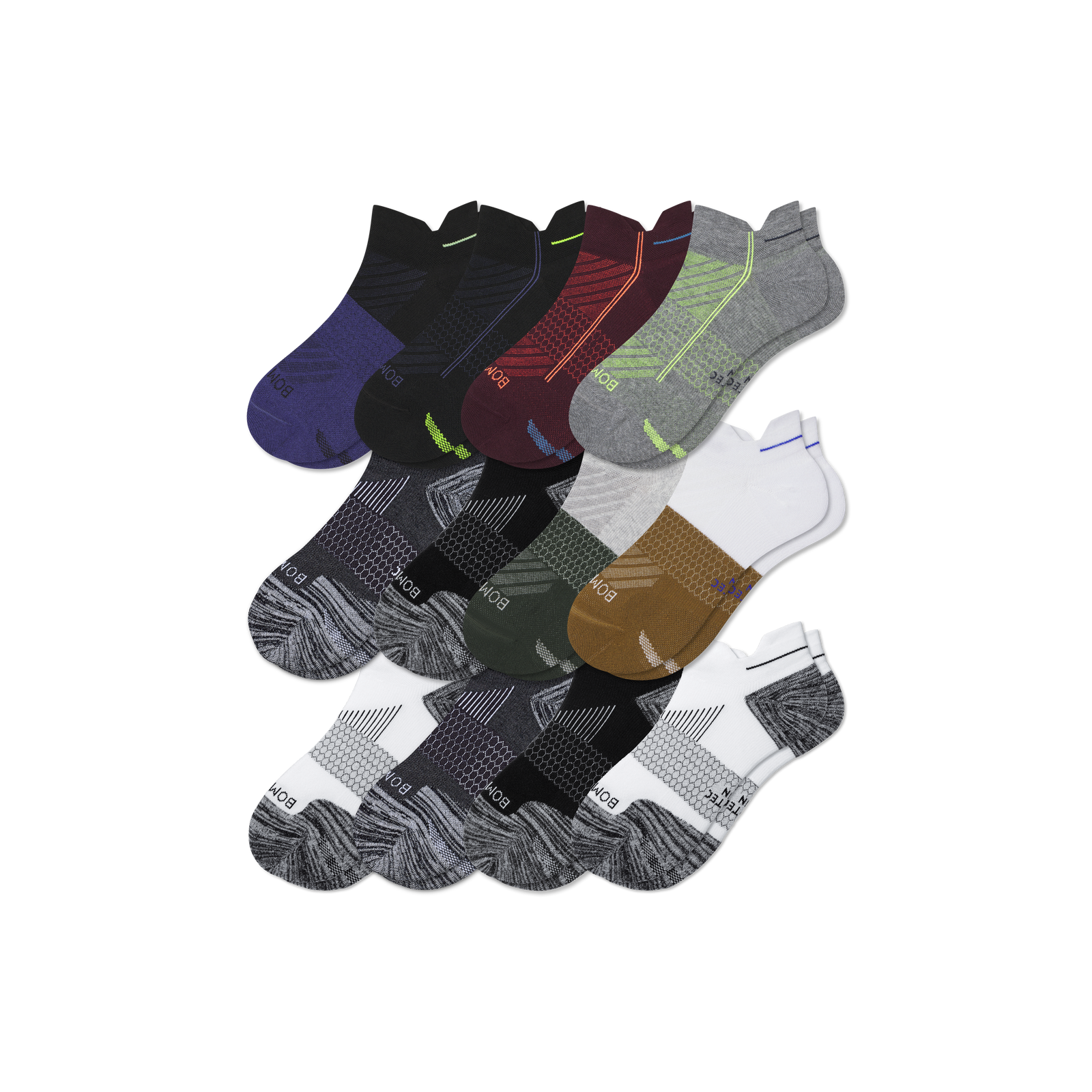 Men's Running Ankle Sock 12-Pack - white grey indigo mix