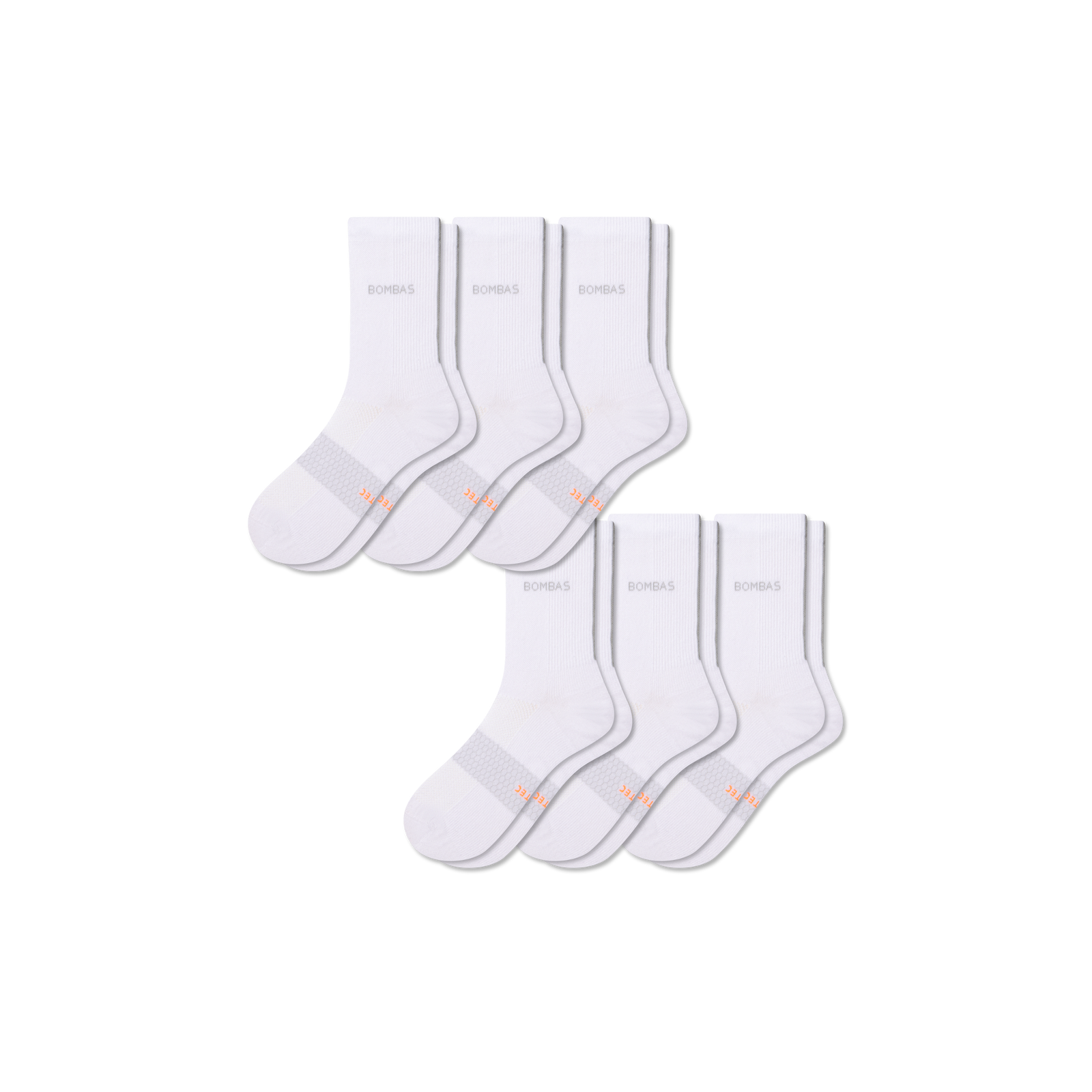 Lightweight Athletic Half Calf Sock 6-Pack - White