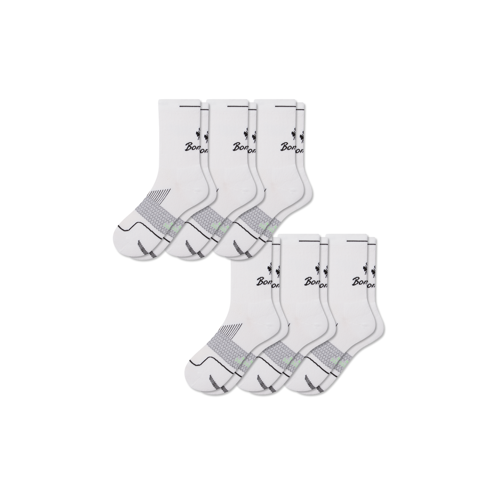Men's Running Half Calf Sock 6-Pack - white mix L