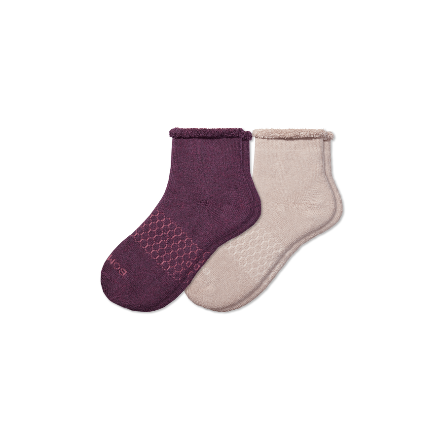 Men's Merino Wool Blend Roll-Top House Sock 2-Pack - Smooth School Move